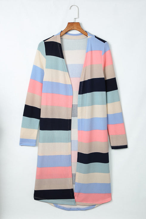 Print Colorblock Long Cardigan